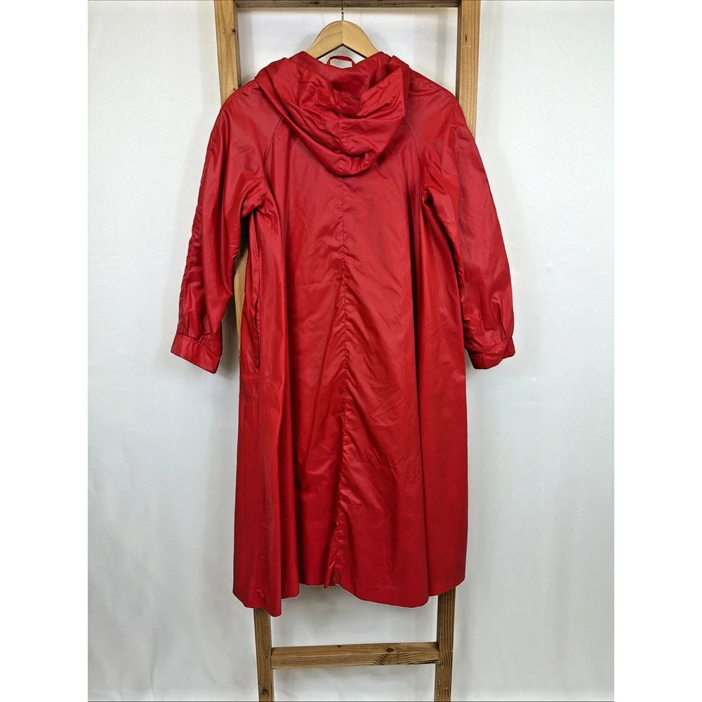 Vintage Nordstrom POV Women’s Size 8 Red Raincoat Lined Hooded Made Hong Kong - Picture 4 of 5